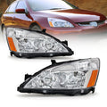Headlight Assembly for 2003-2007 Honda Accord Chrome Housing Amber Reflector Pair K42420