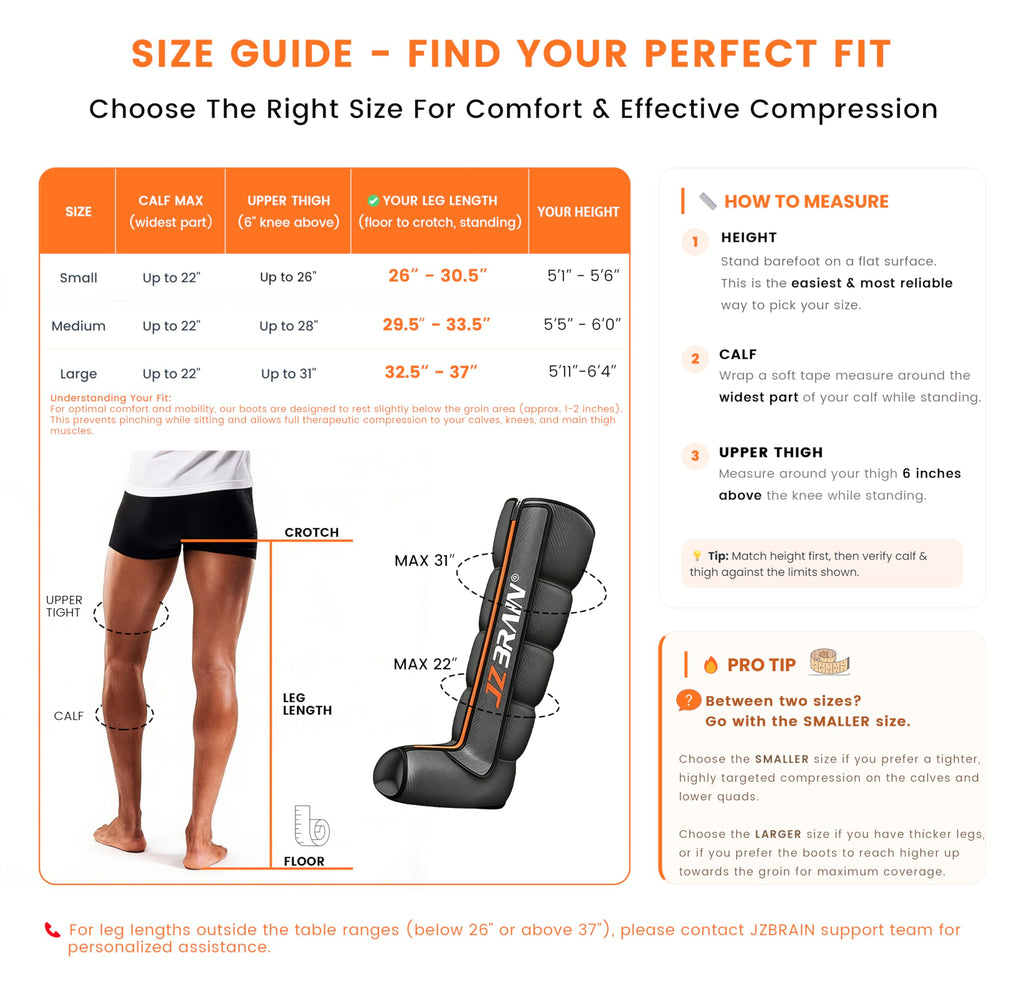 Air Compression Boots Leg Massager with Heat, 6 Modes & 11 Intensities (Large) S673723