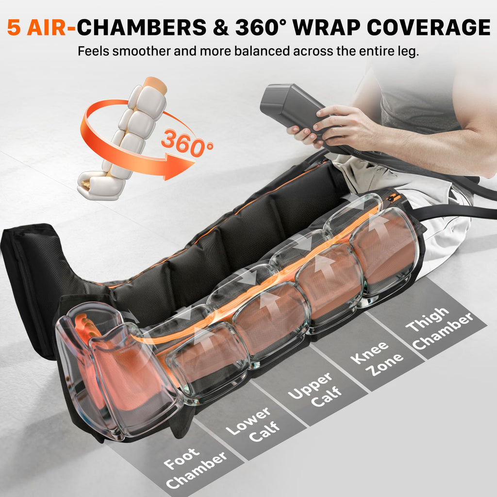 Air Compression Boots Leg Massager with Heat, 6 Modes & 11 Intensities (Large) S673723