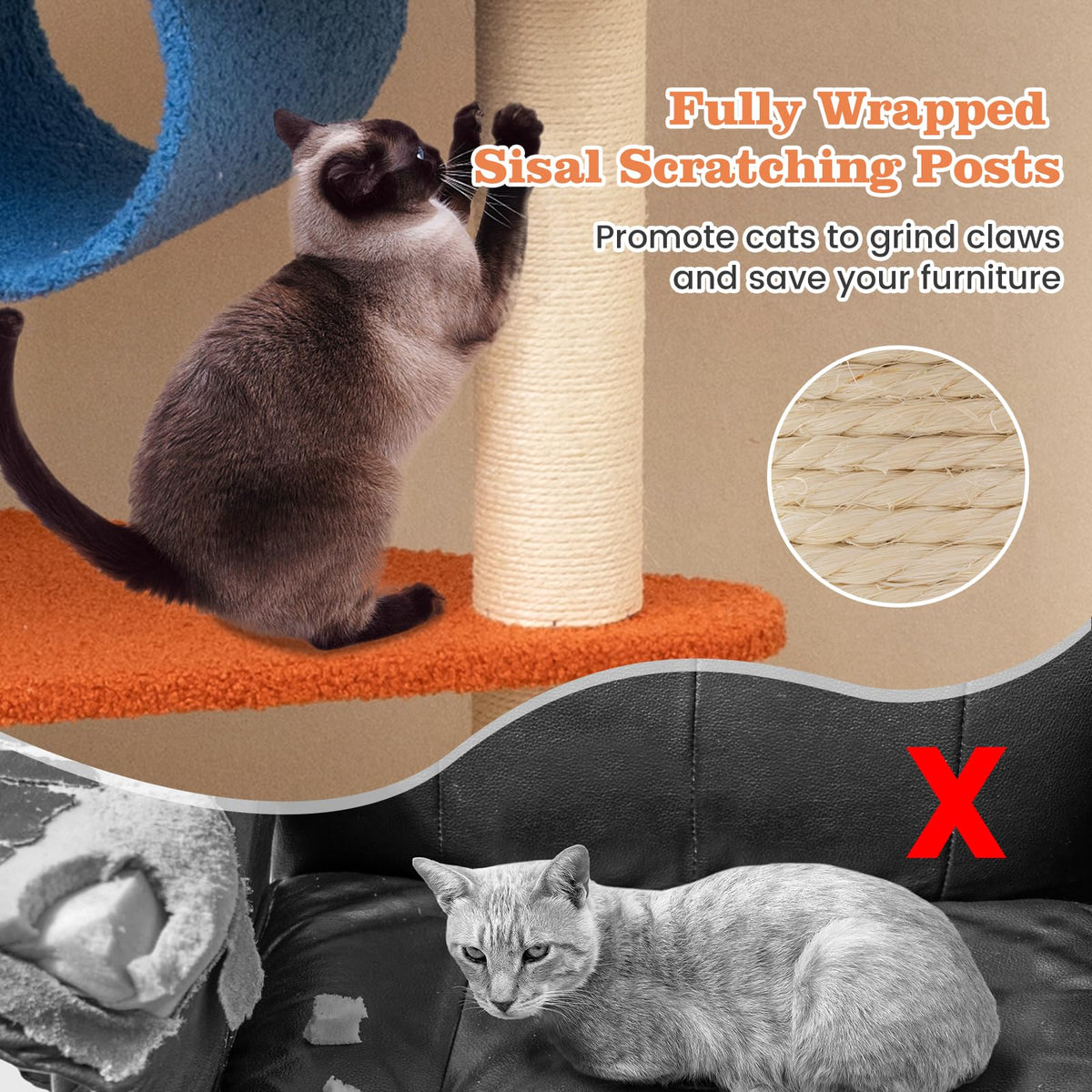 70 inch Multi-Level Cat Tree Tower with Scratching Posts I120946