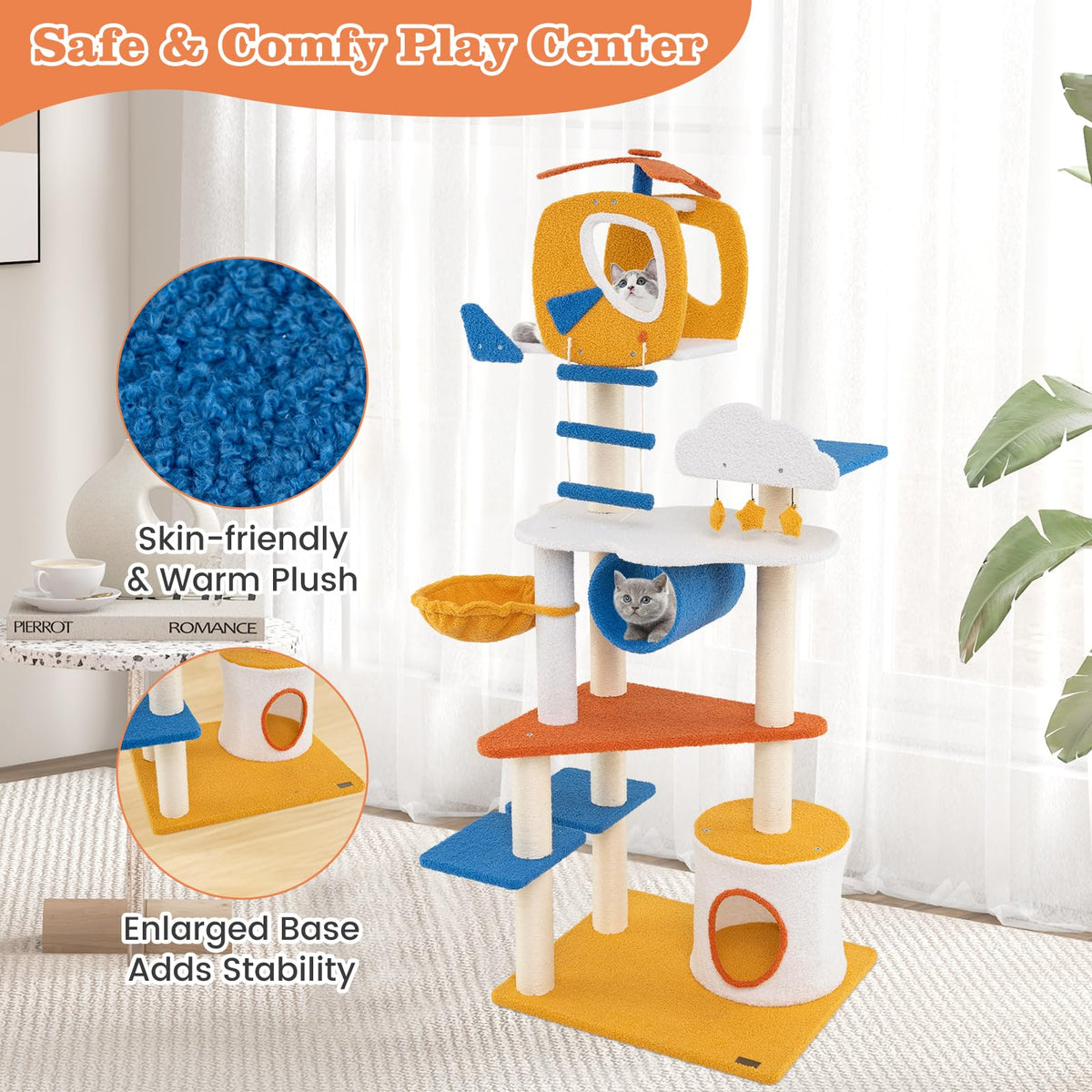 70 inch Multi-Level Cat Tree Tower with Scratching Posts I120946