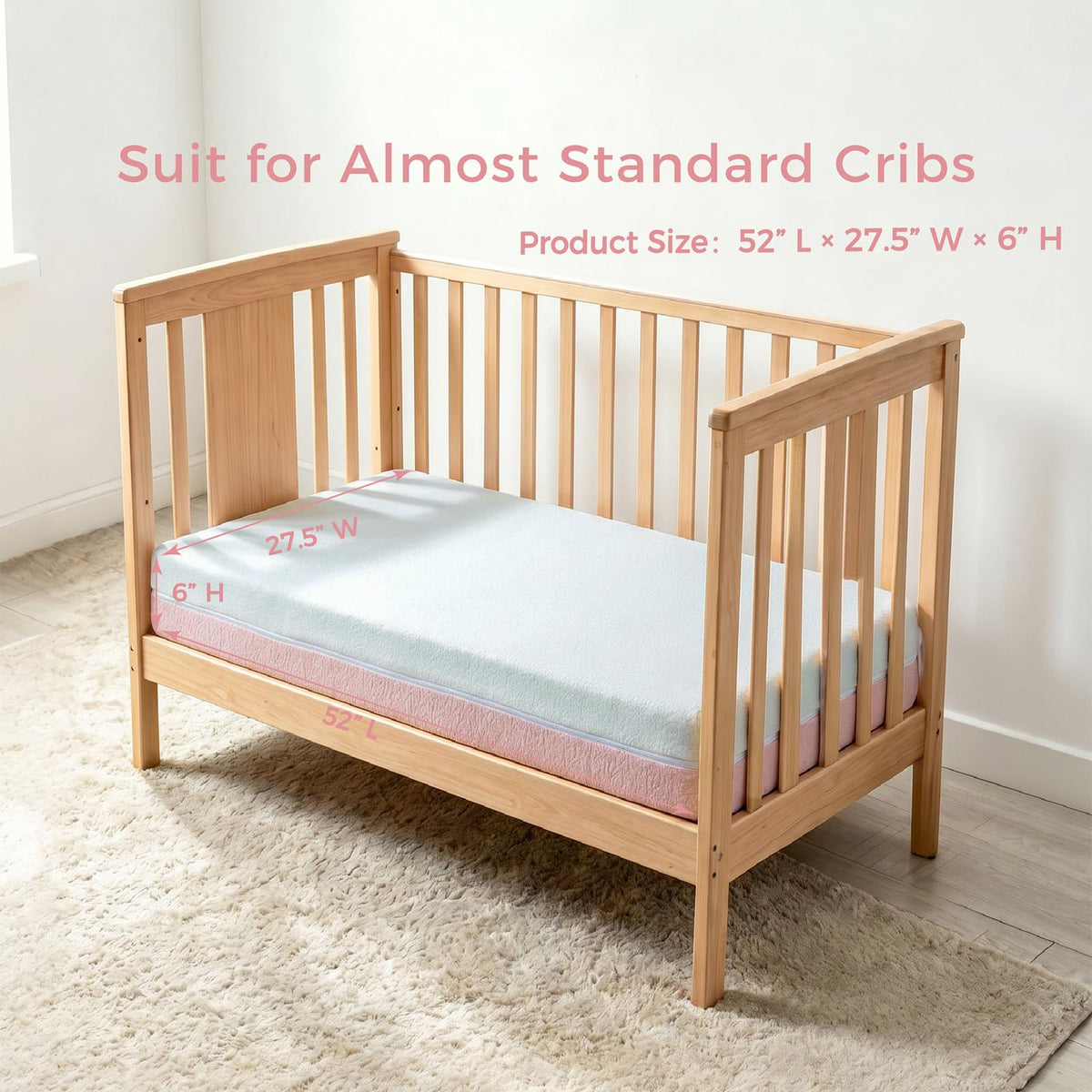 Dual Sided Gel Memory Foam Crib and Toddler Mattress P7257