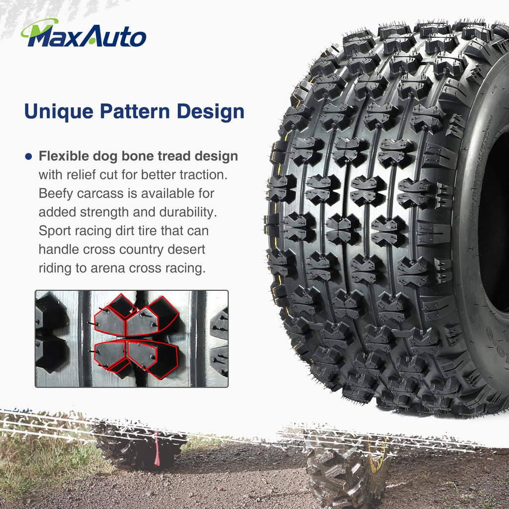 Set of 4 Sport ATV Tires 22x7-10 Front & 20x10-9 Rear 4PR Y5773