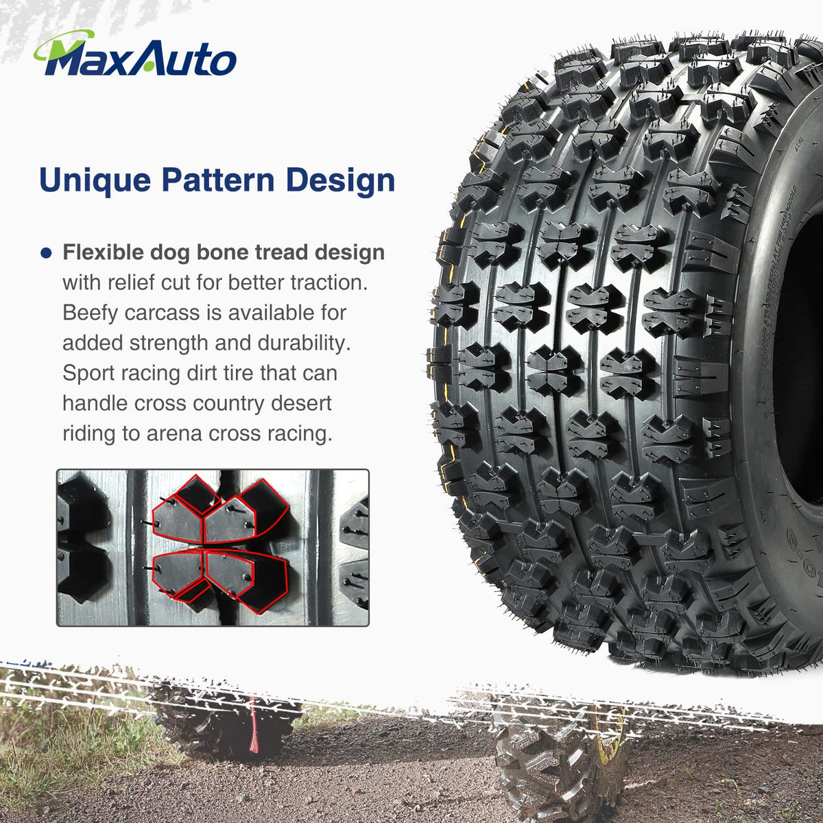 Set of 4 Sport ATV Tires 22x7-10 Front & 20x10-9 Rear 4PR Y5773