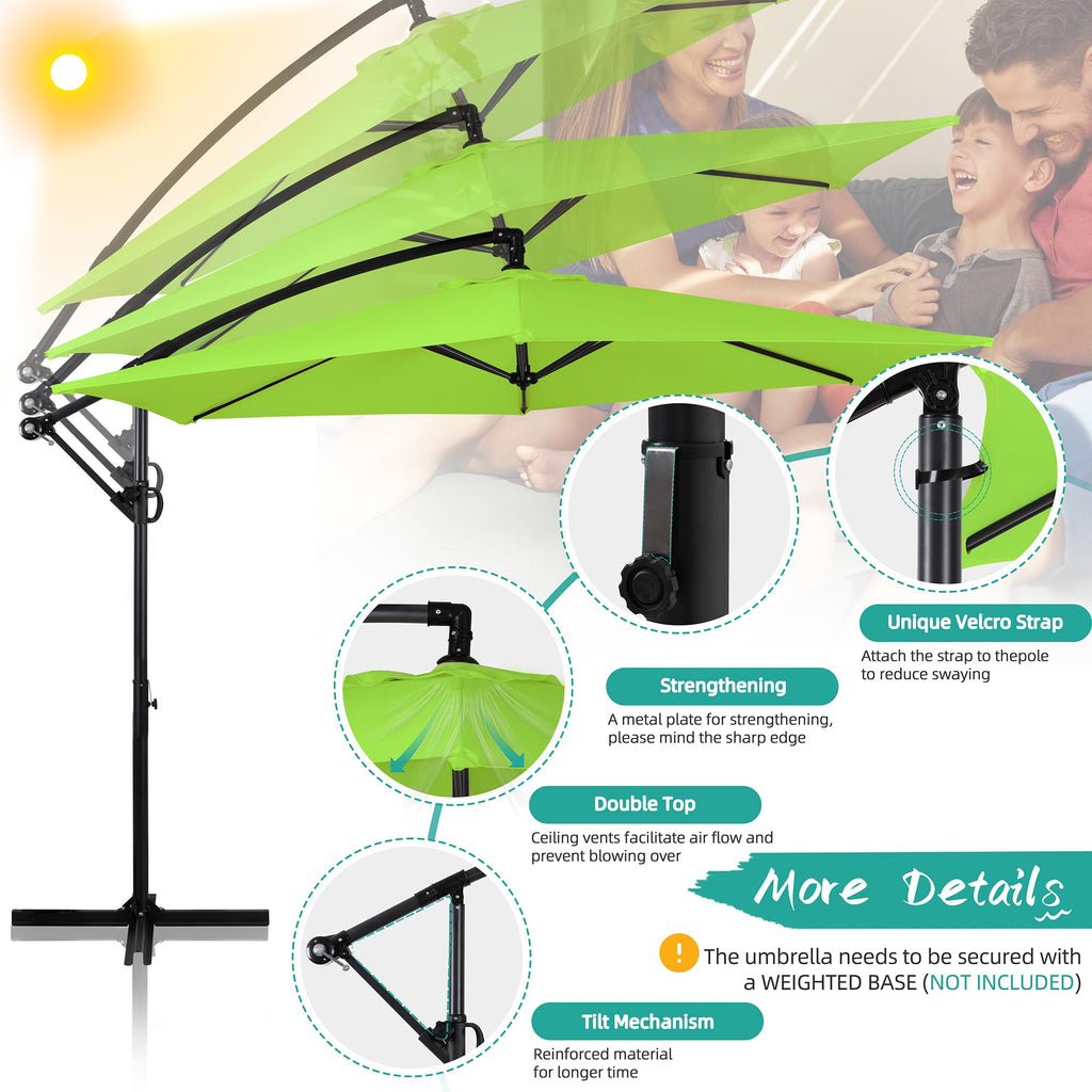 Offset Patio Umbrella with Crank and Cross Base U1818