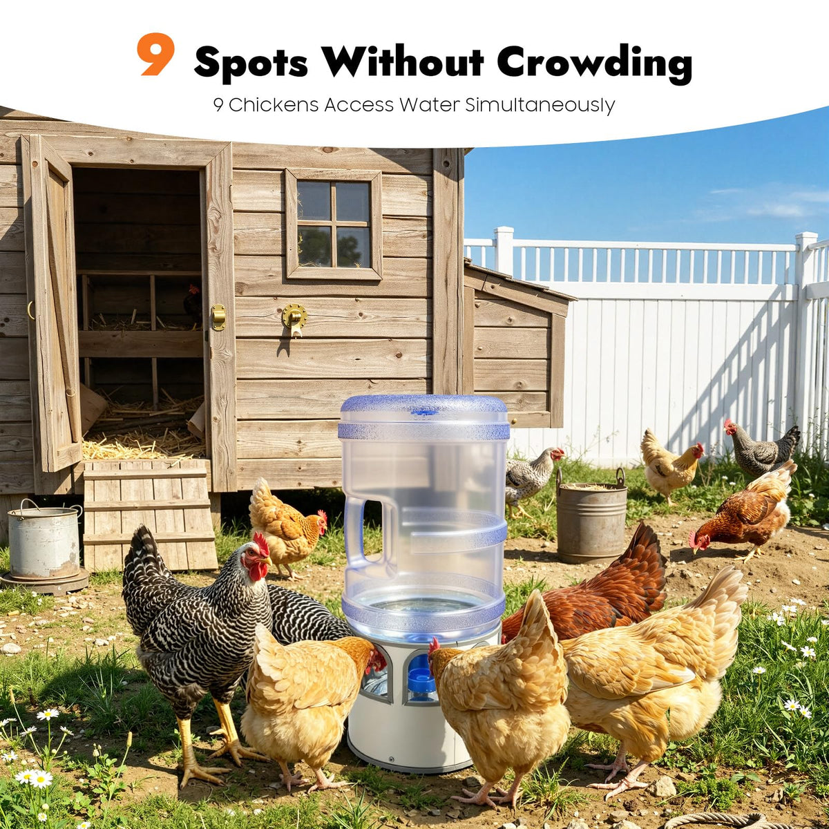 5 Gal Heated Chicken Waterer 80W Adjustable Temperature P4313