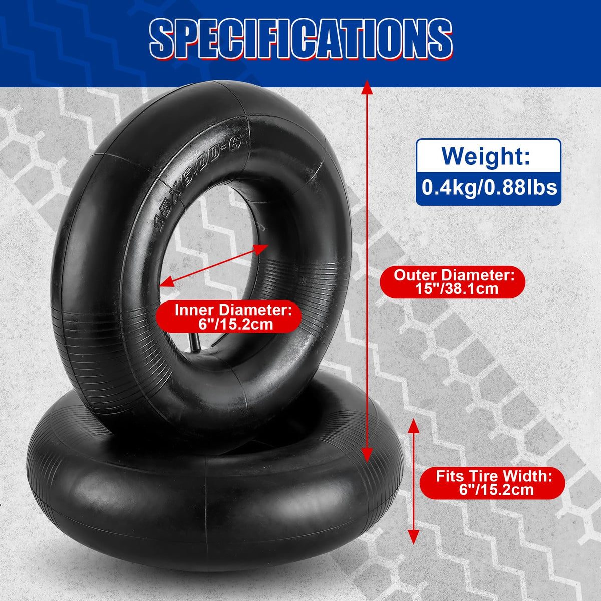 2 Pack 15 x 6.00-6 Inner Tubes Set P1482