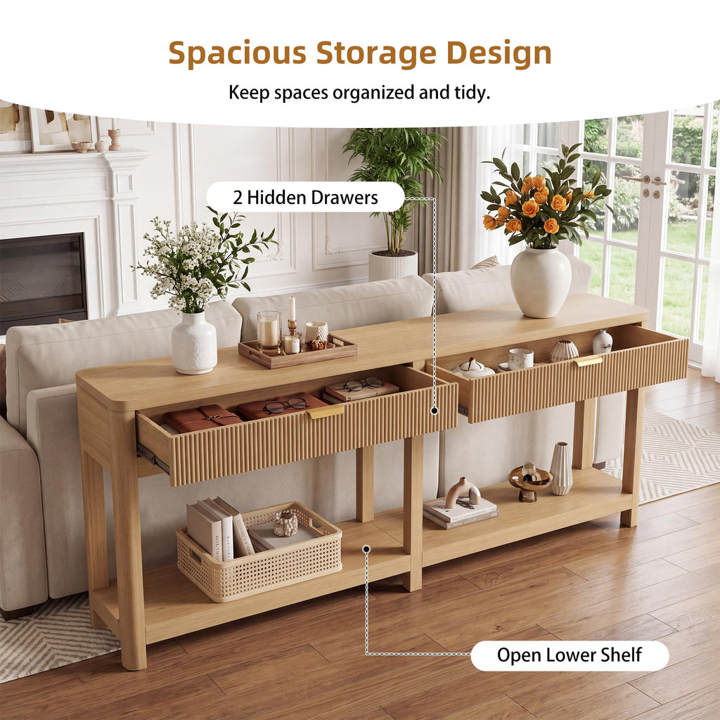 71" Oak Console Table with Storage M5395