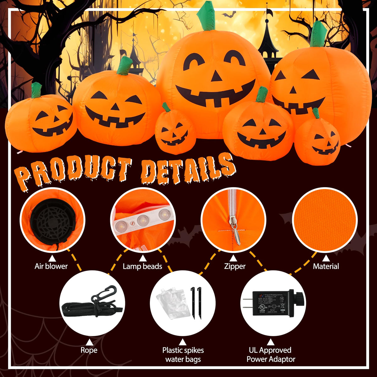 7.5FT Inflatable Outdoor Decoration Pumpkin F392197