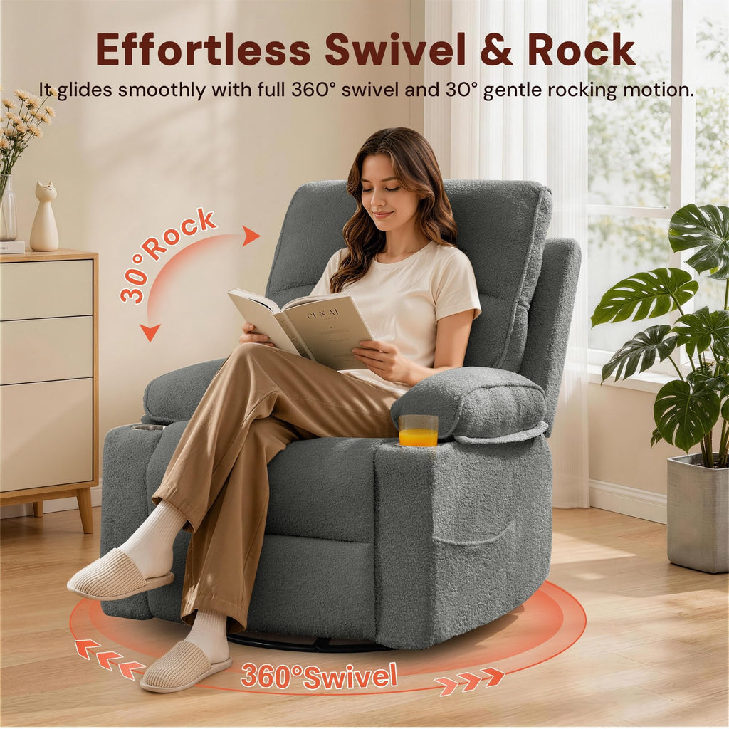 360° Swivel Rocker Recliner Chair with Cup Holders D987