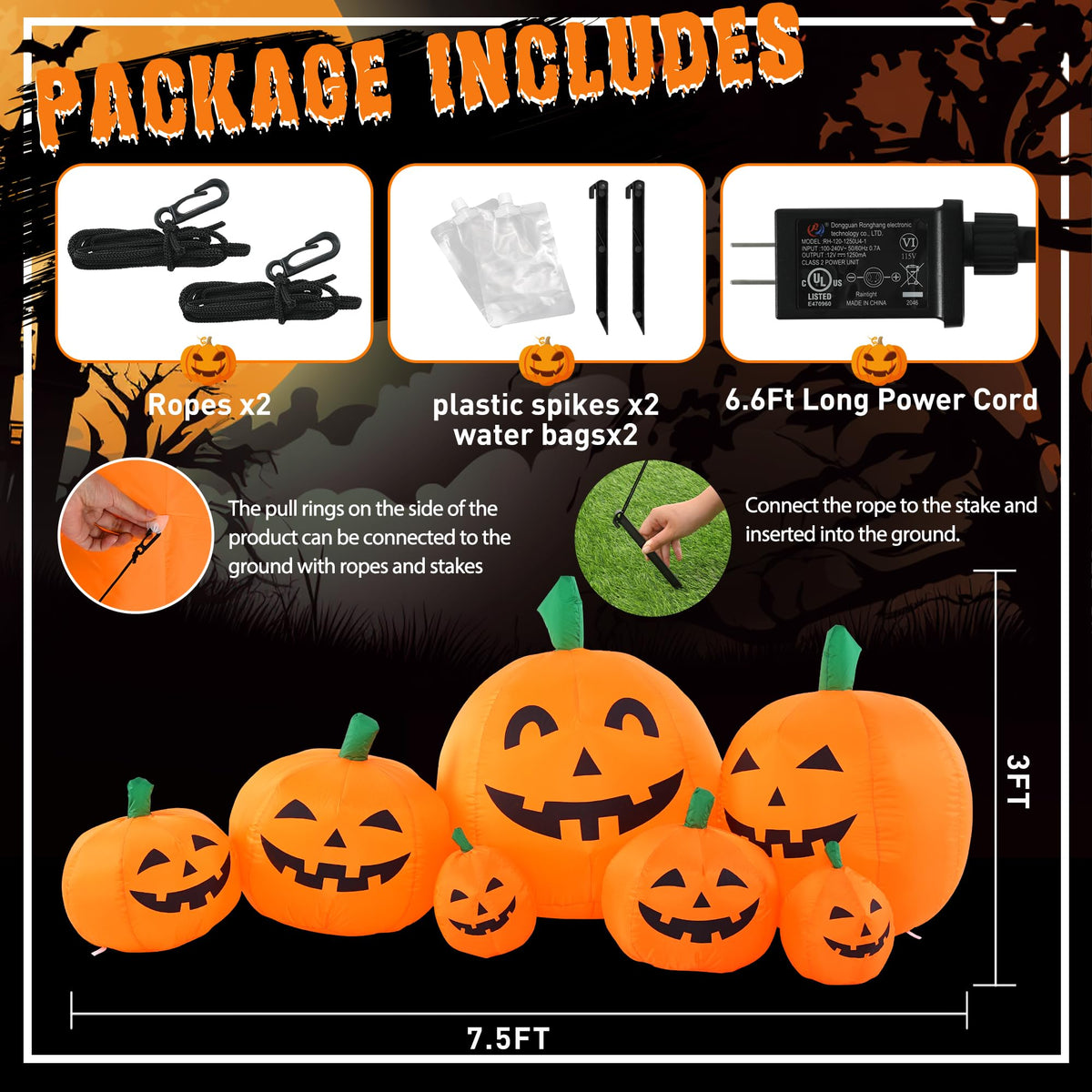7.5FT Inflatable Outdoor Decoration Pumpkin F392197