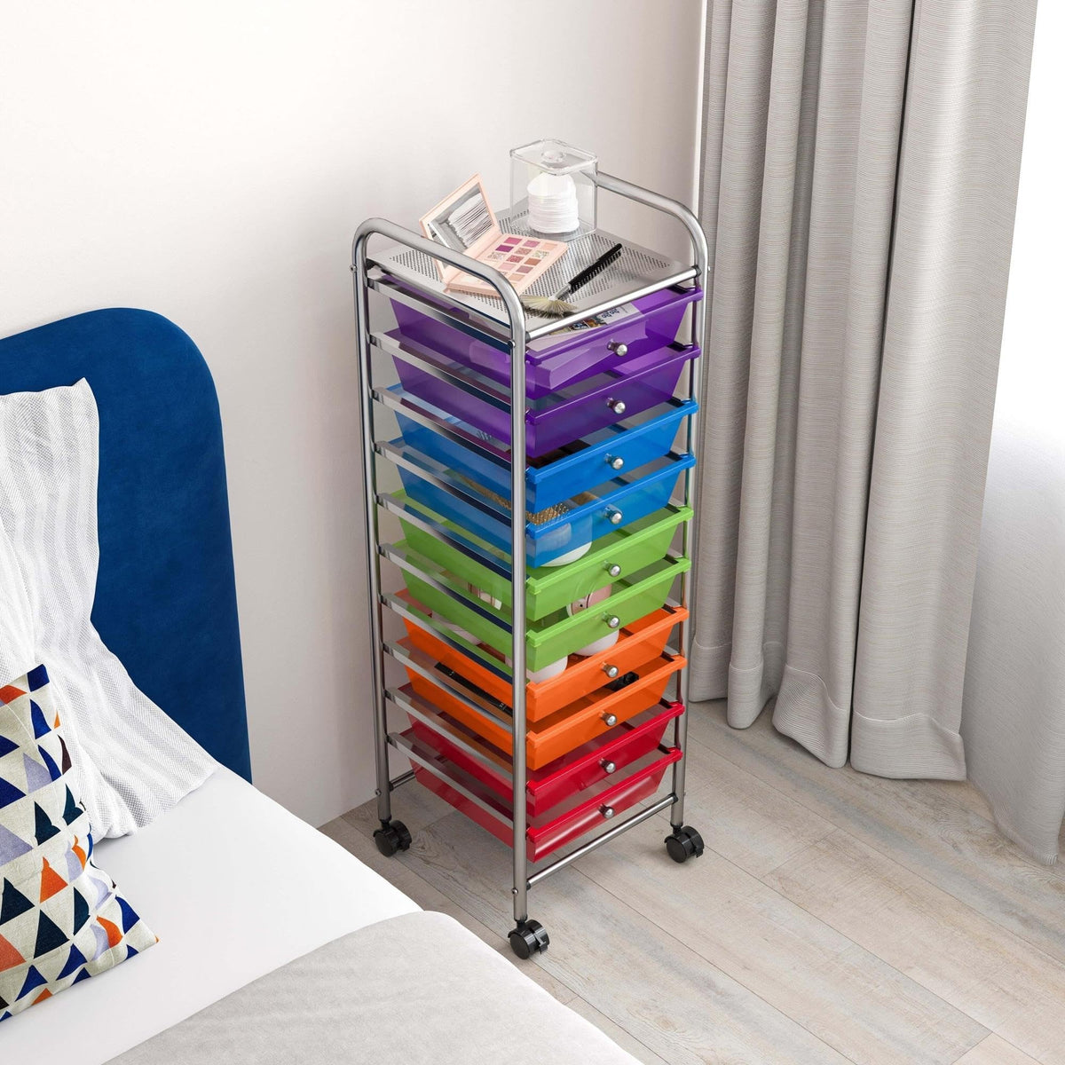 10 Drawer Rolling Storage Cart with Wheels K536