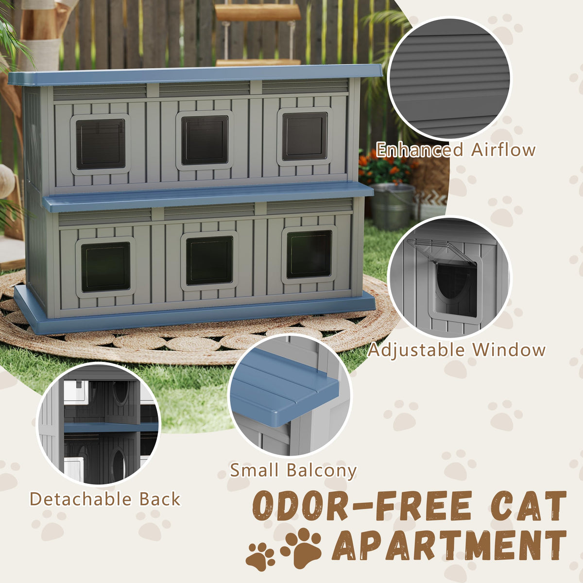 Resin Double-Decker Outdoor Cat House T535