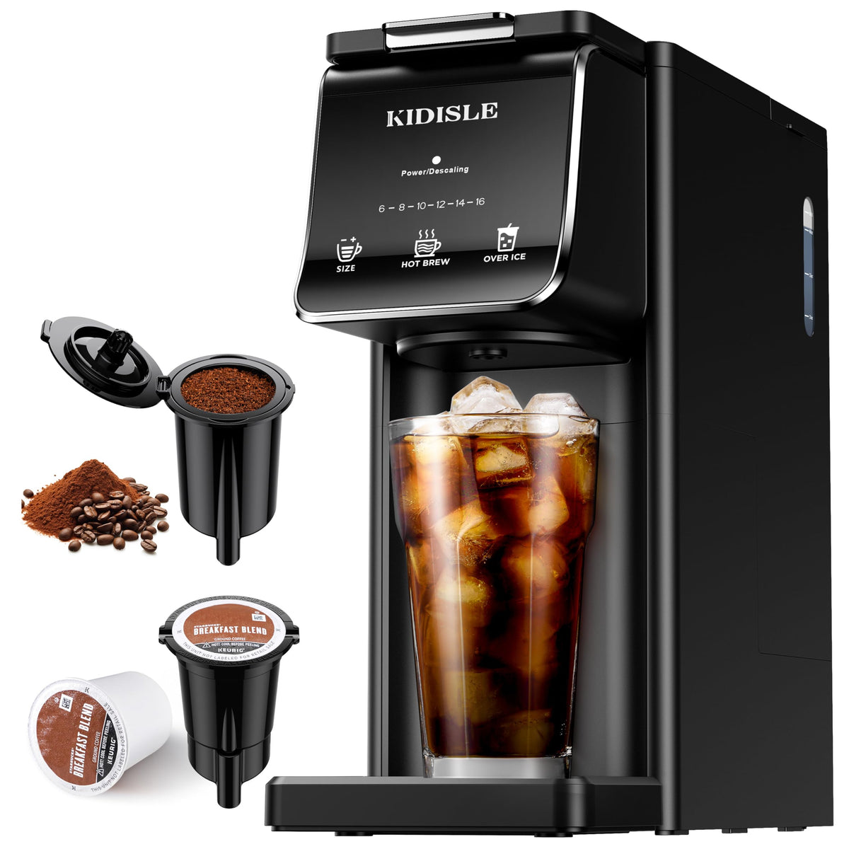 Black Single Serve Coffee Maker with 40oz Water Tank L251