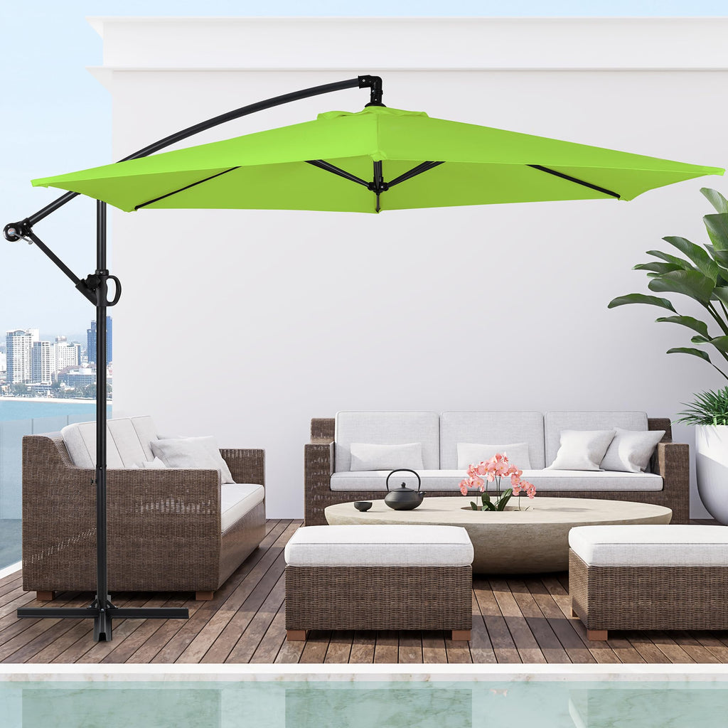 Offset Patio Umbrella with Crank and Cross Base U1818