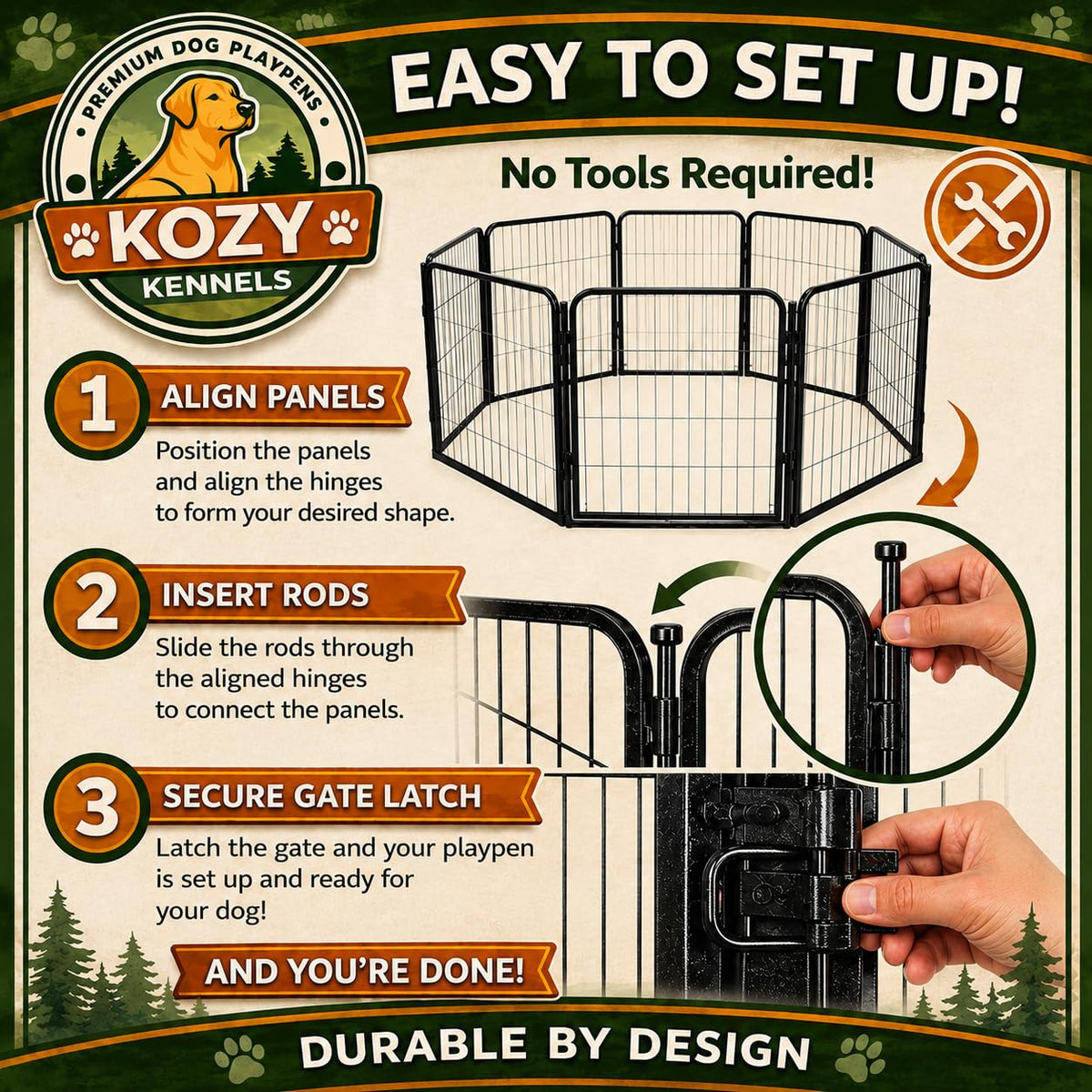 40'' 16 Panels Portable Dog Playpen C896