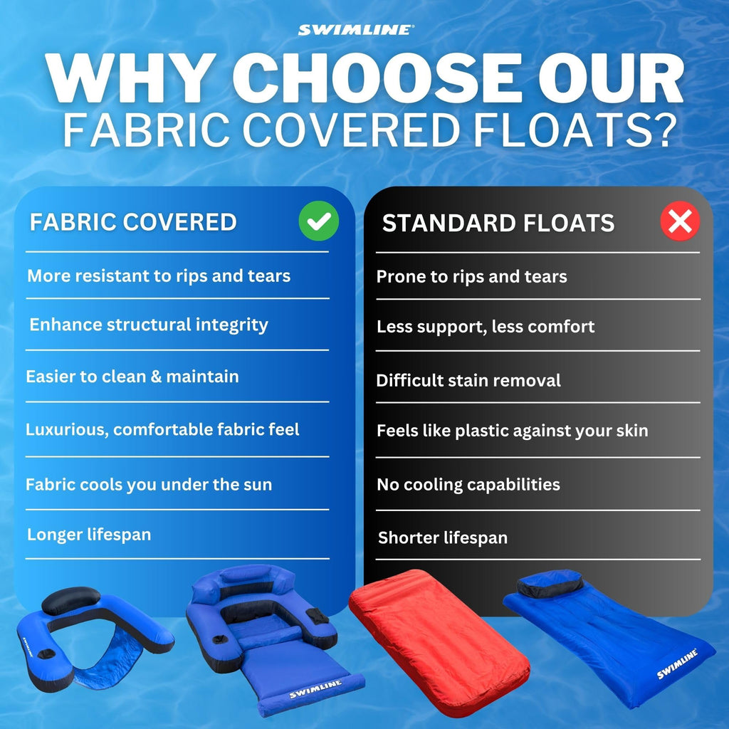 Fabric Covered Inflatable Pool Lounger with Cup Holder F4268