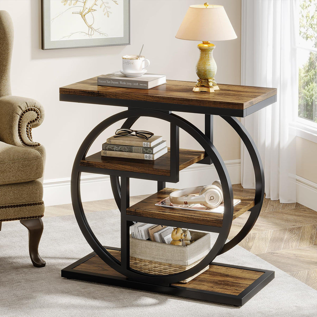 4-Tier Narrow Side Table with Storage Shelves M2300
