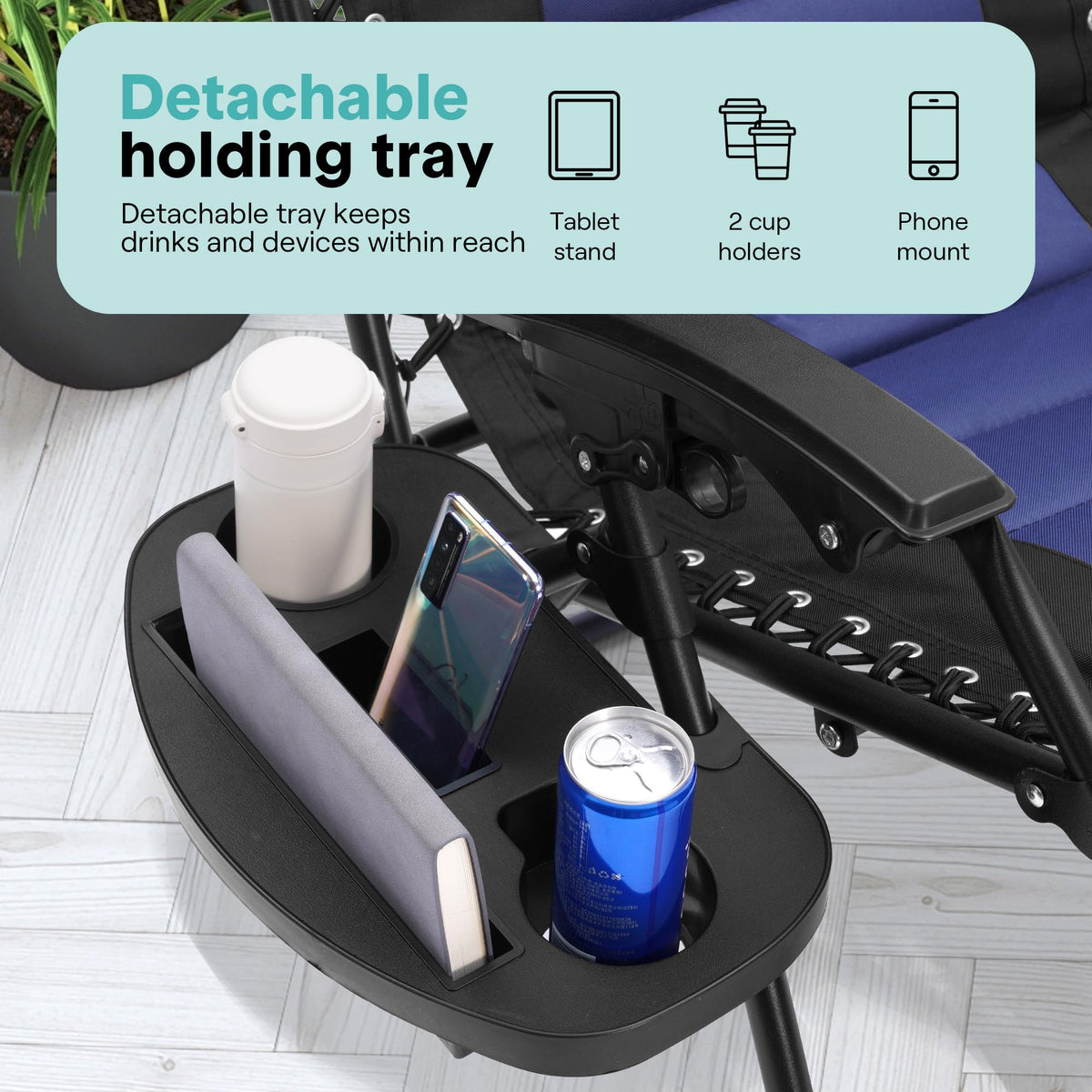 Foldable Adjustable Zero Gravity Lounge Chair with Cup Holder and Side Table S596