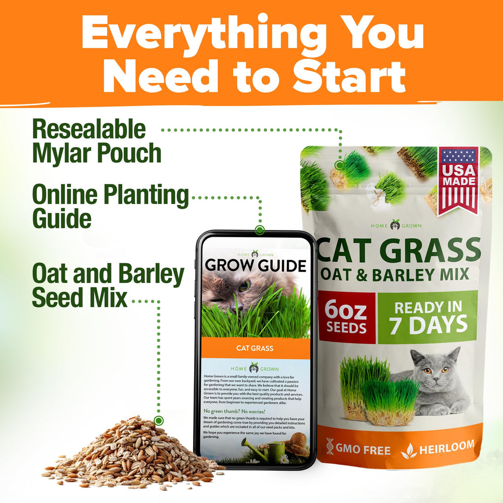 6 oz Heirloom Barley & Oat Cat Grass Seeds V685