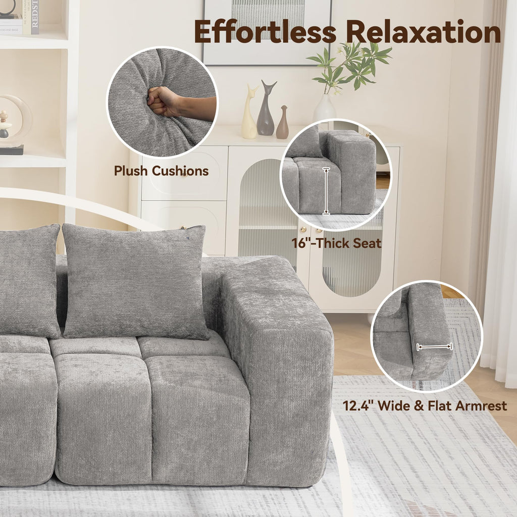 Light Grey Oversized Tufted Memory Foam Loveseat F59615