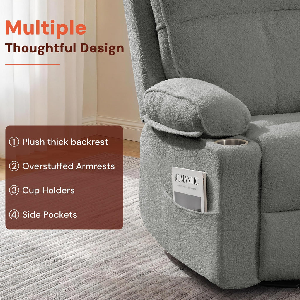 360° Swivel Rocker Recliner Chair with Cup Holders D987