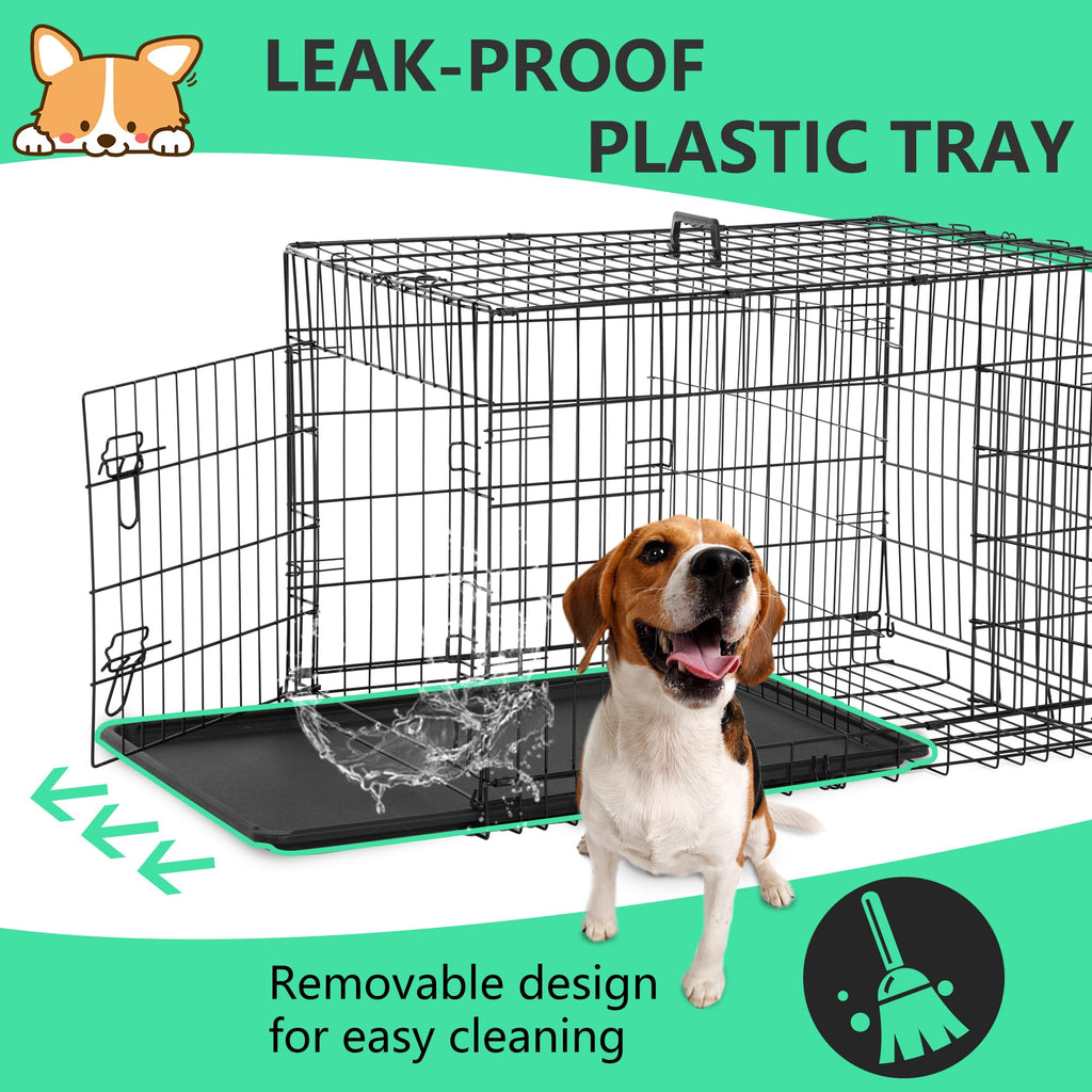 24 inch Folding Metal Wire Dog Crate with Double Door A269863