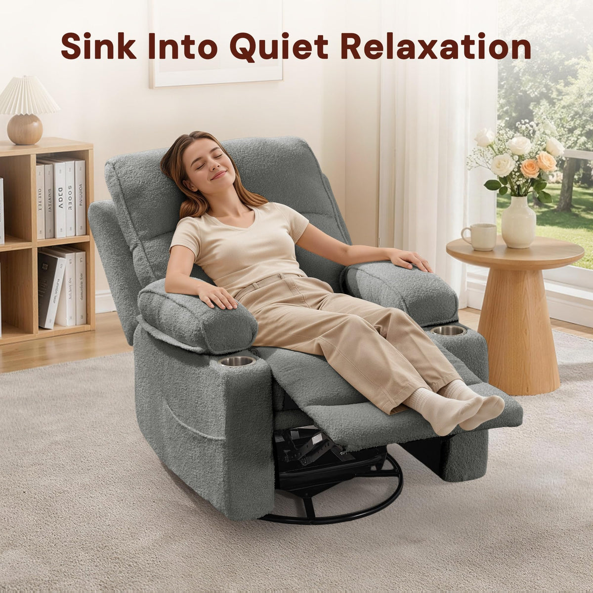 360° Swivel Rocker Recliner Chair with Cup Holders D987