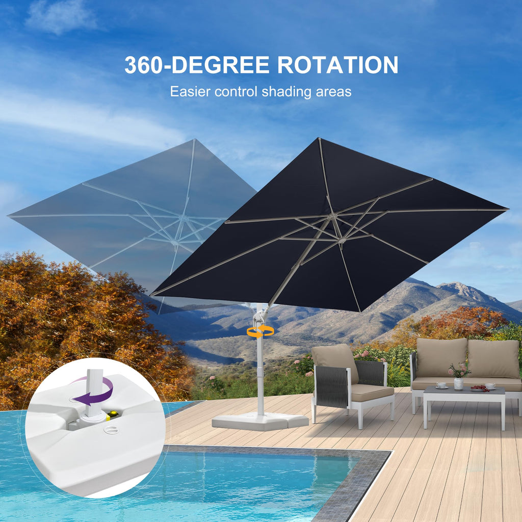 Navy Blue Aluminum Patio Umbrella with Base Z99635