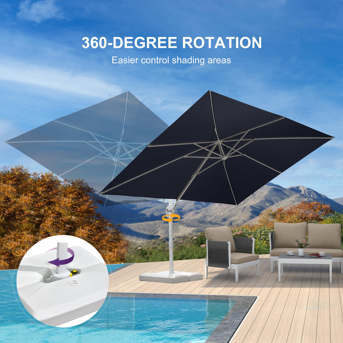 Navy Blue Aluminum Patio Umbrella with Base Z99635
