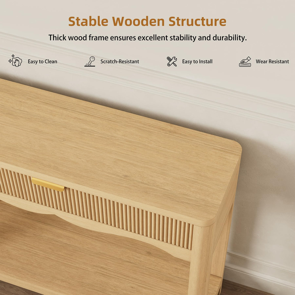 71" Oak Console Table with Storage M5395