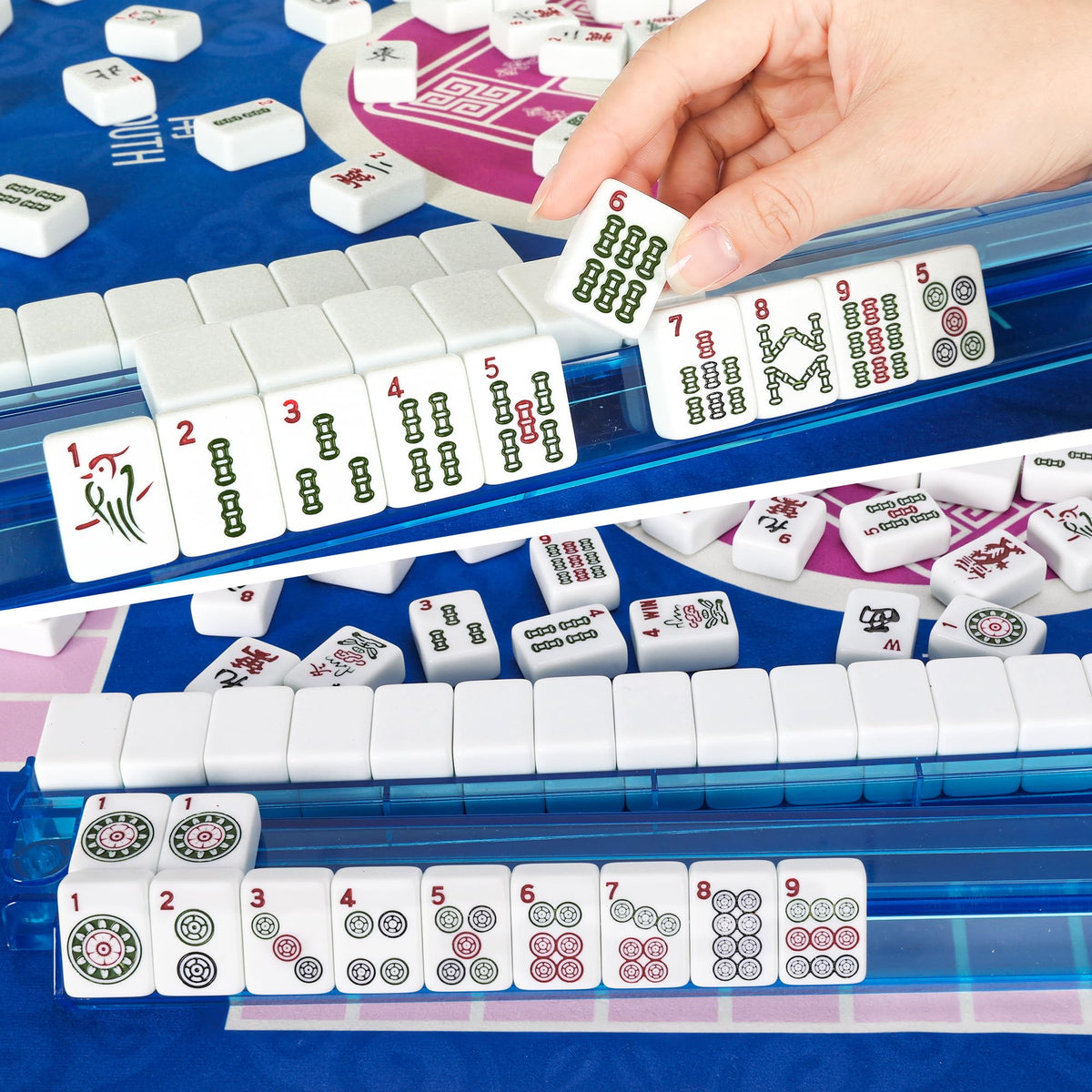 Mahjong Game Set with Racks, 166 Tiles & Bag V4823