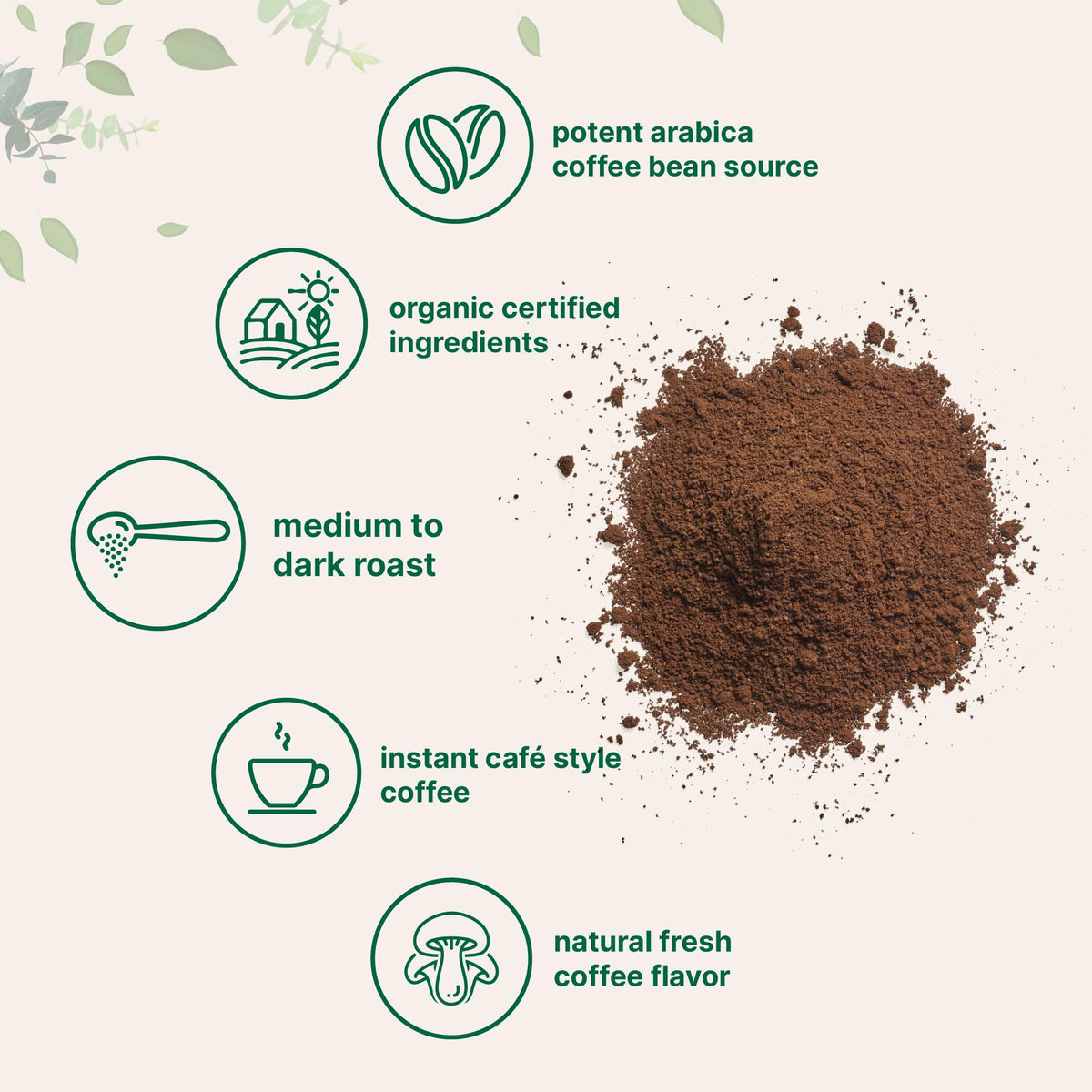 Organic Instant Coffee 1lb Powder Medium to Dark Roast Z521