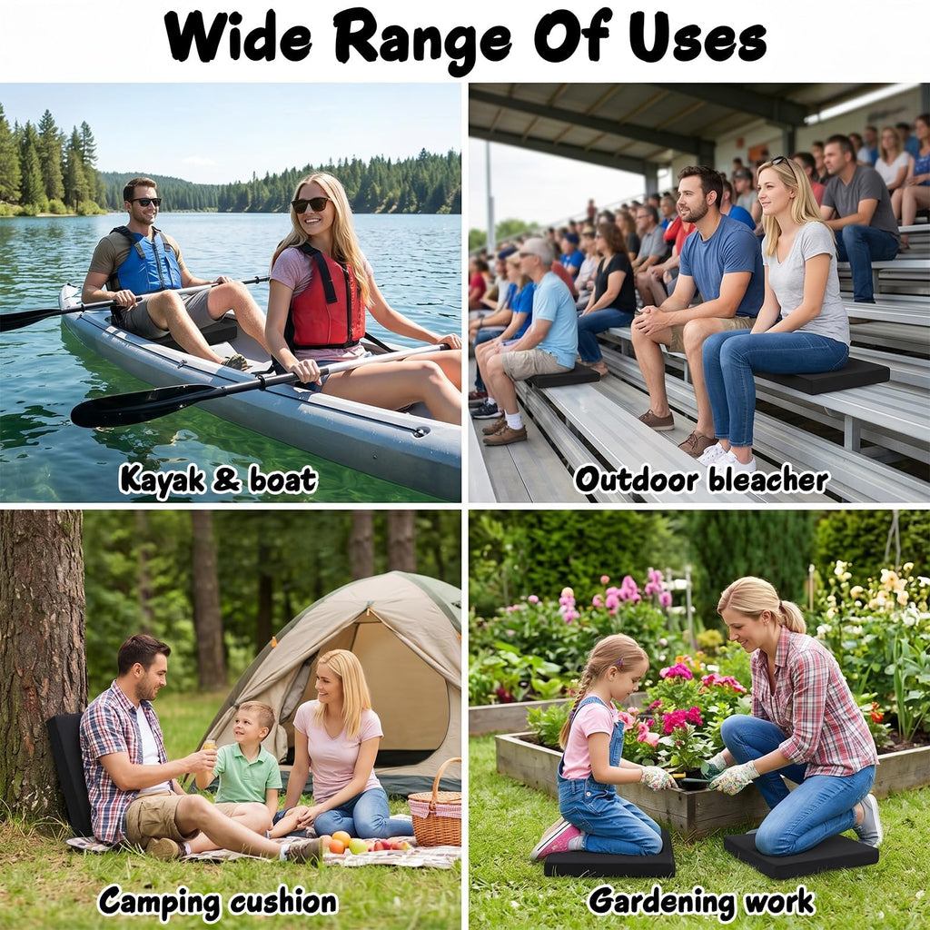 Black Portable Waterproof Stadium Seat Cushions with Handle G25366