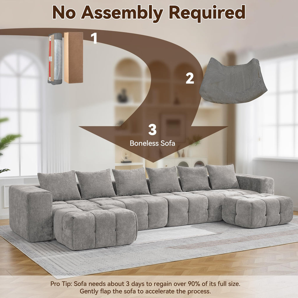 Light Grey Oversized Tufted Memory Foam Loveseat F59615