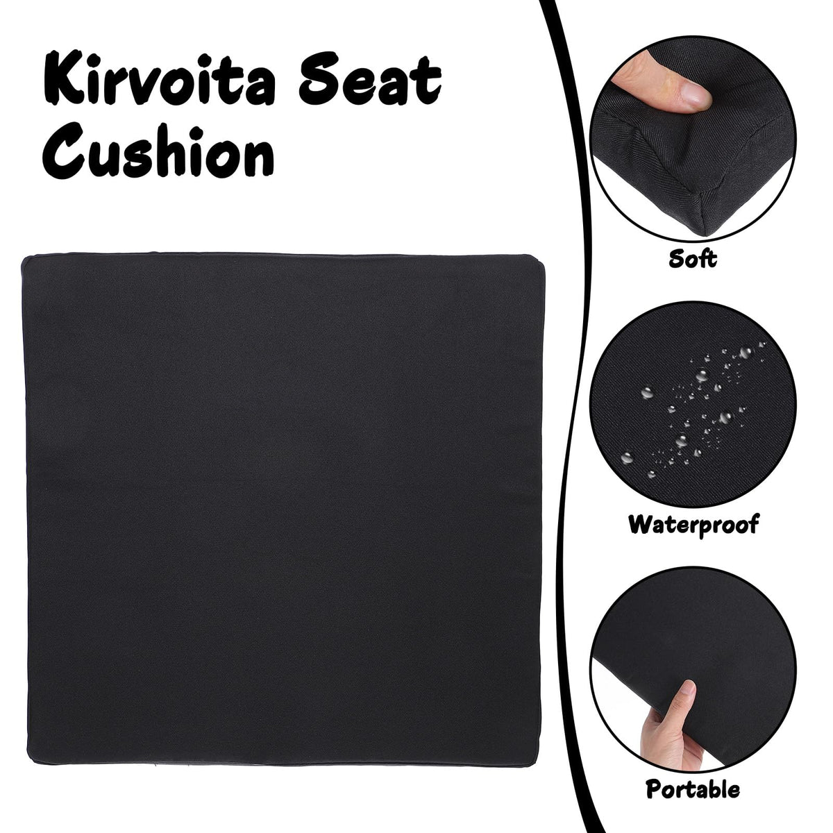 Black Portable Waterproof Stadium Seat Cushions with Handle G25366