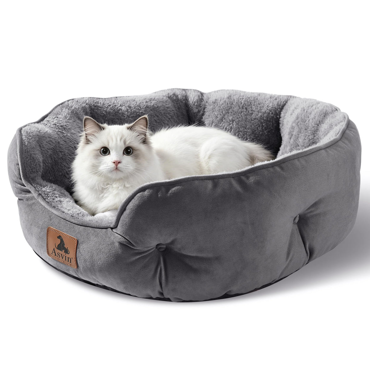 Small Dog Cat Pet Bed Machine Washable Grey 20 inches Z710