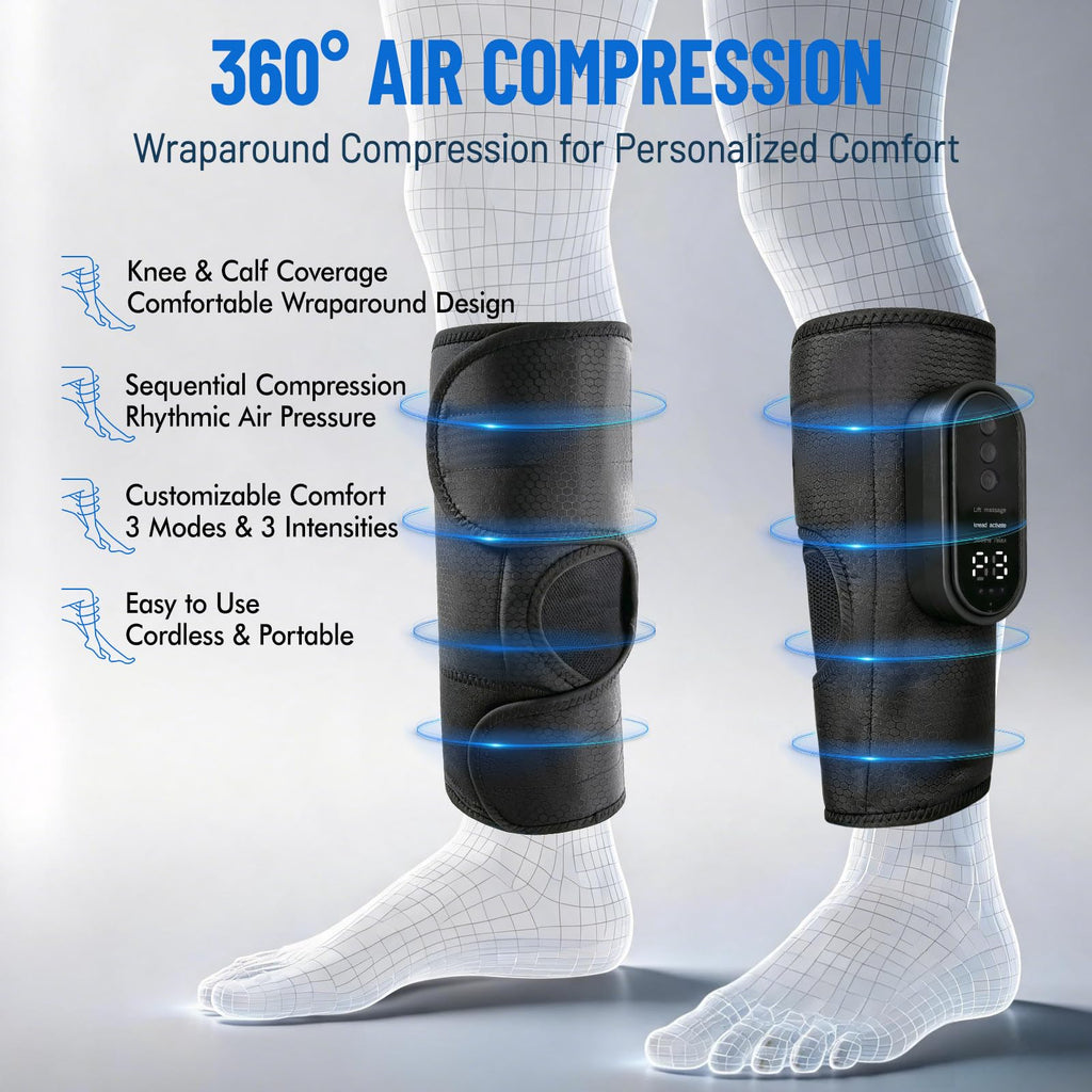 Cordless Air Compression Leg Massager with Heat, 2 Pack (Black) N52795