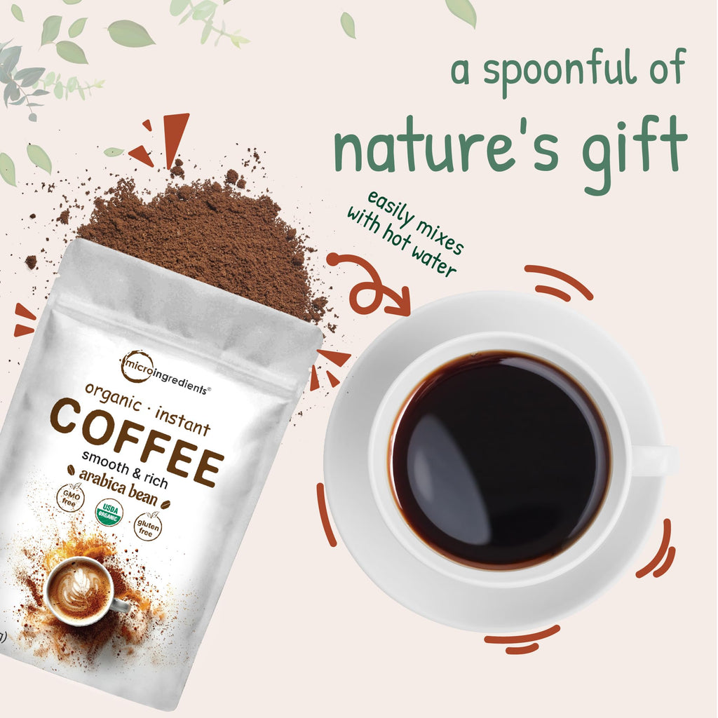Organic Instant Coffee 1lb Powder Medium to Dark Roast Z521