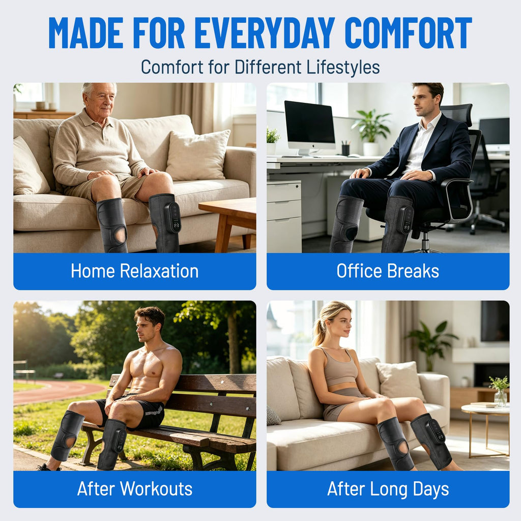 Cordless Air Compression Leg Massager with Heat, 2 Pack (Black) N52795