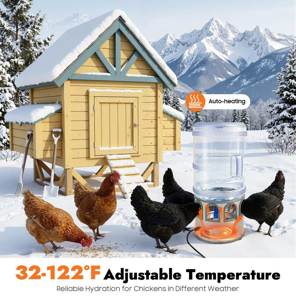 5 Gal Heated Chicken Waterer 80W Adjustable Temperature P4313