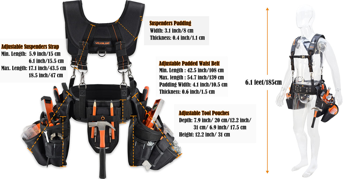 39 Pockets Tool Belts with Suspenders Q7799