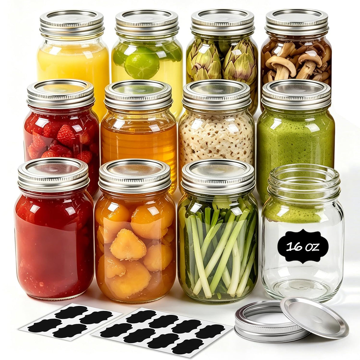 16 oz Regular Mouth Mason Jars 12 Pack Y2704
