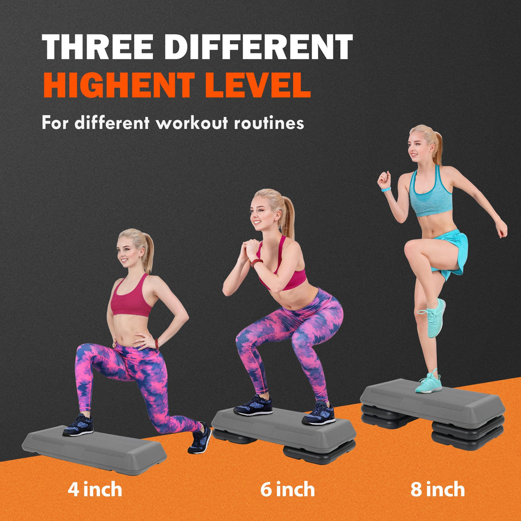 Adjustable Aerobics Platform with 4 Risers Black/Gray L4586