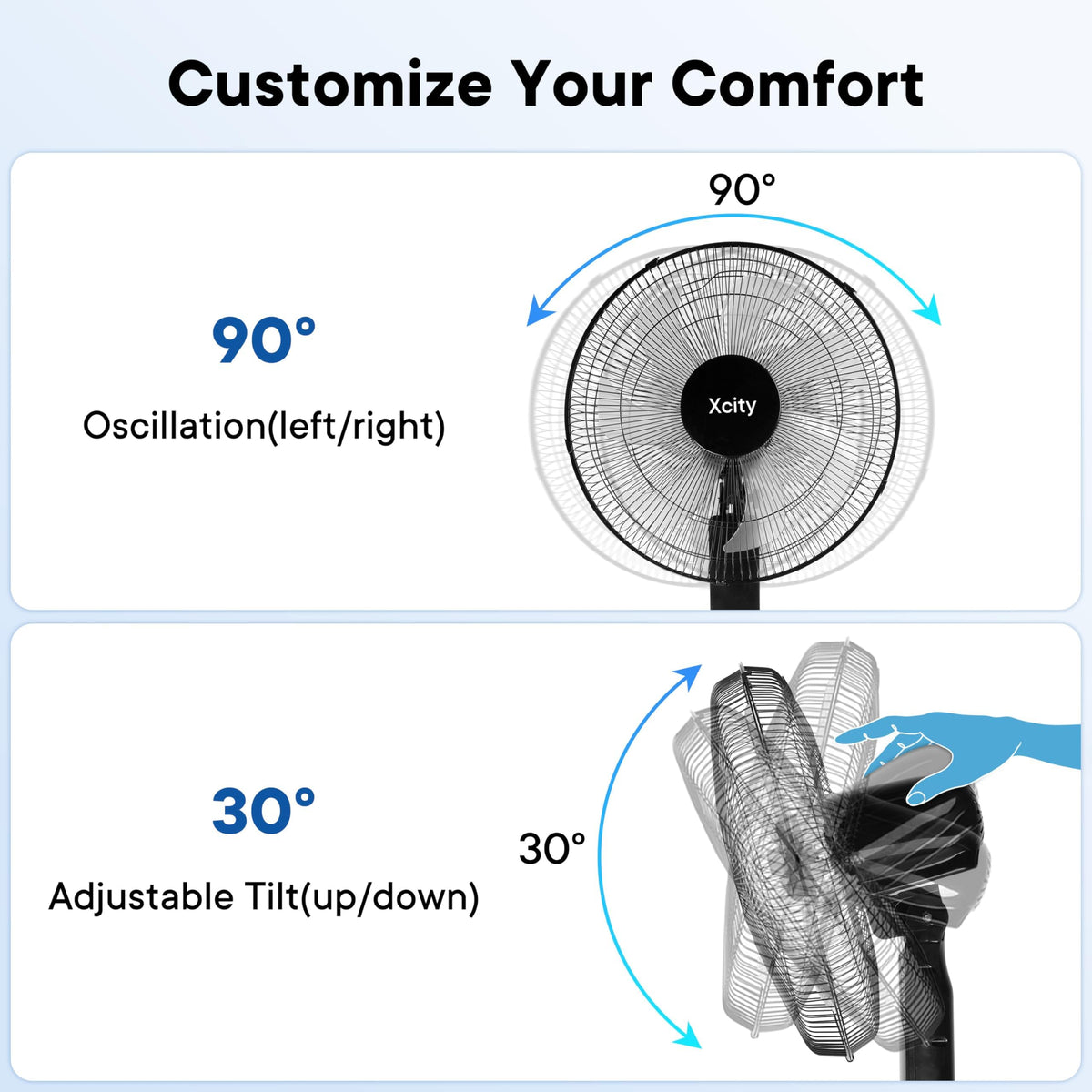 16 inch Oscillating Pedestal Fan, 3-Speed, Black U365