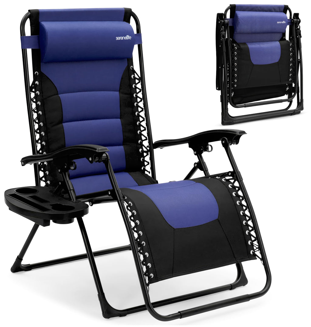Foldable Adjustable Zero Gravity Lounge Chair with Cup Holder and Side Table S596