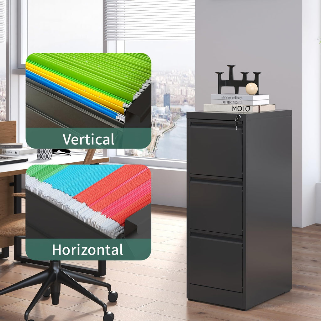 3 Drawer Metal File Cabinet with Lock V2604