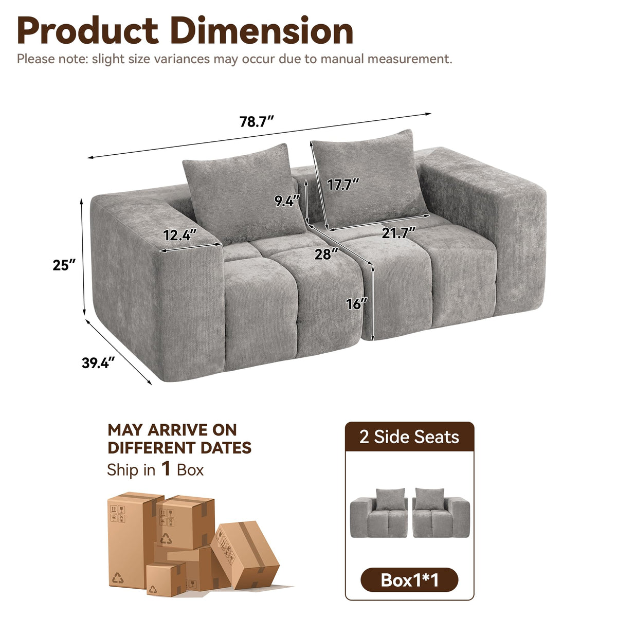 Light Grey Oversized Tufted Memory Foam Loveseat F59615