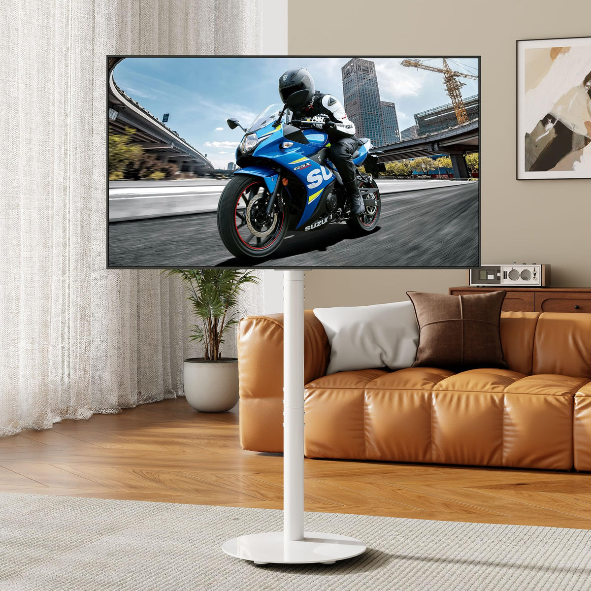 White Rolling TV Stand for 32-55 Inch TVs I940345