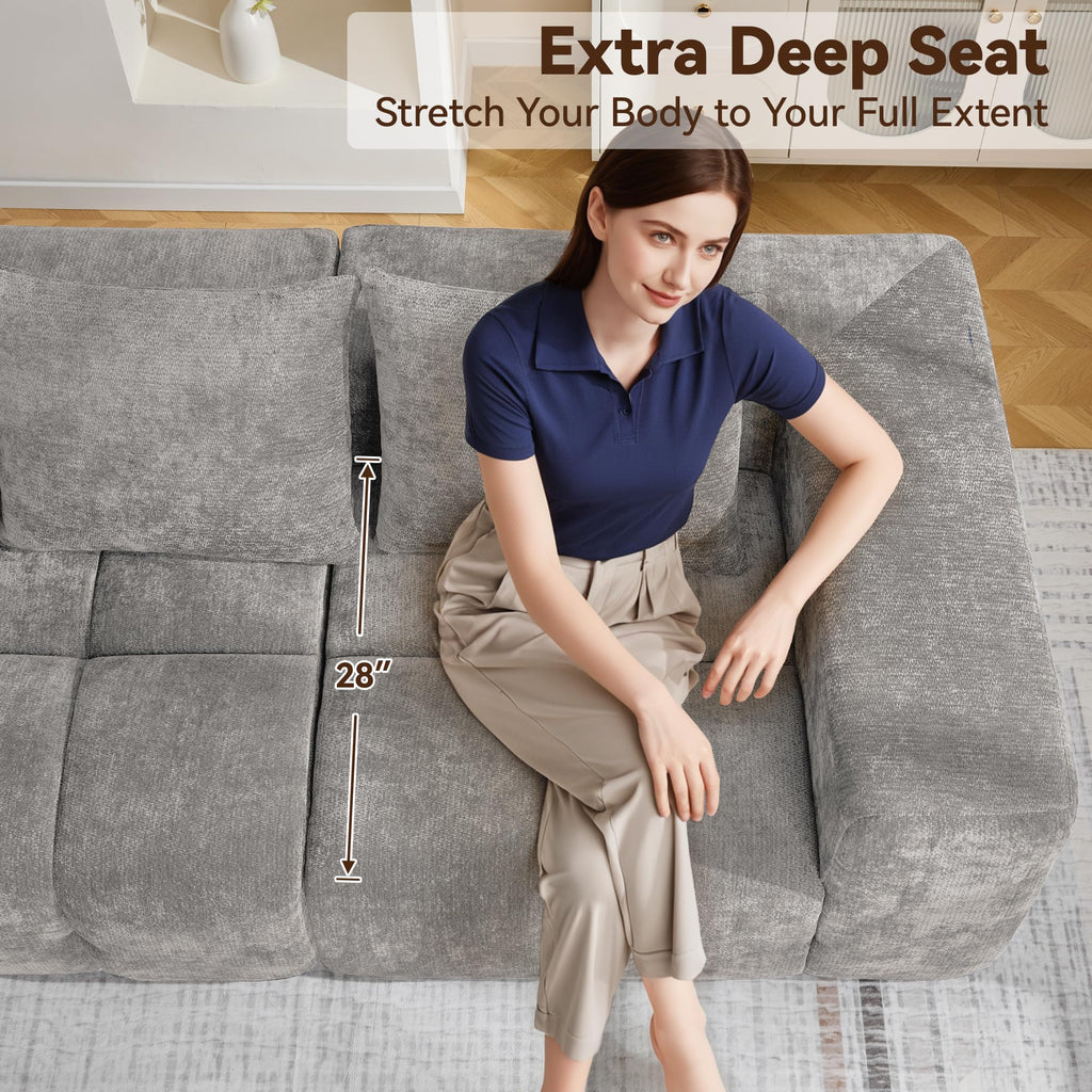 Light Grey Oversized Tufted Memory Foam Loveseat F59615